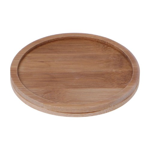 Round bamboo saucer plant tray - bamboo,
