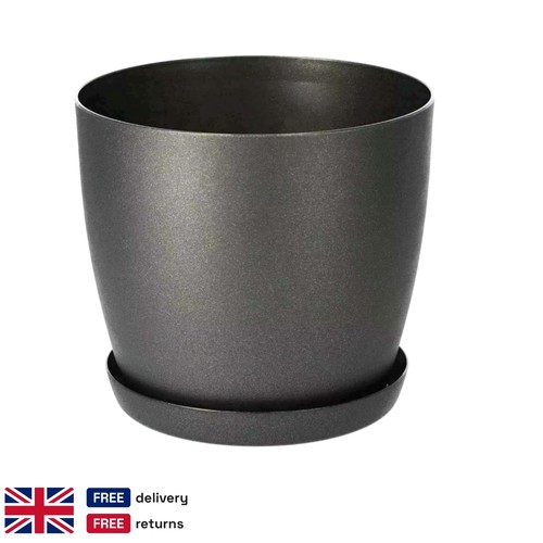 Round plastic plant pot - plastic,