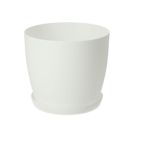 White plastic plant pot 12cm - white,