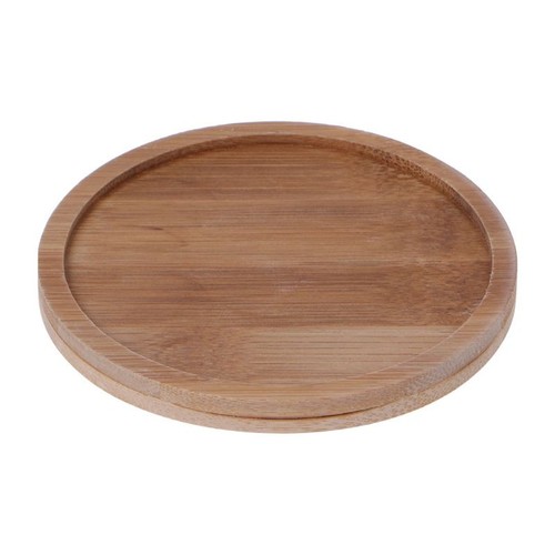 Round bamboo saucer - round, plant